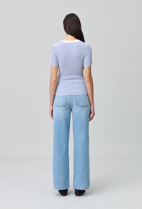 Fine-Knit Breton Stripe Top