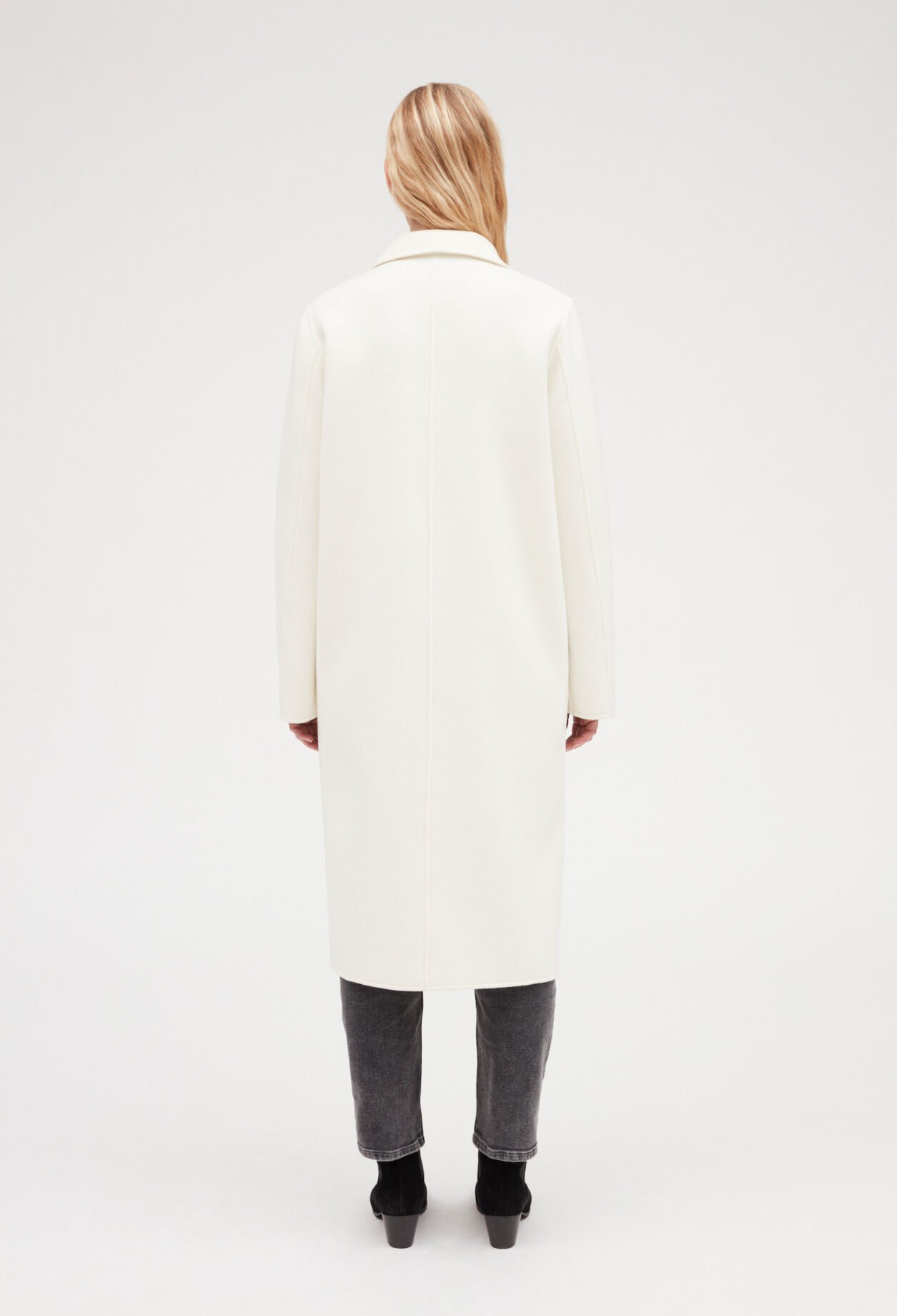 Ecru straight mid-length coat