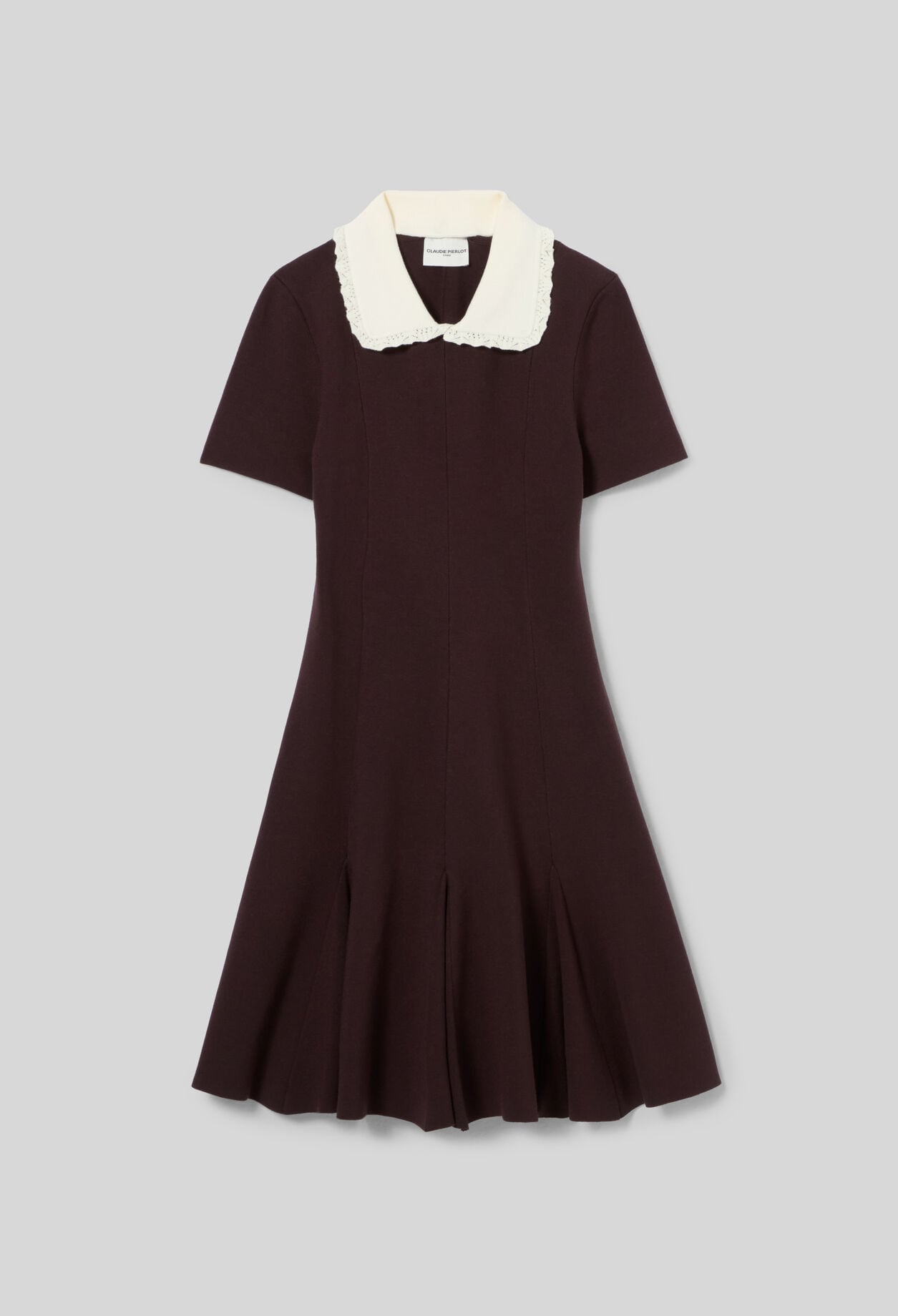 Contrast collar knit skater dress
