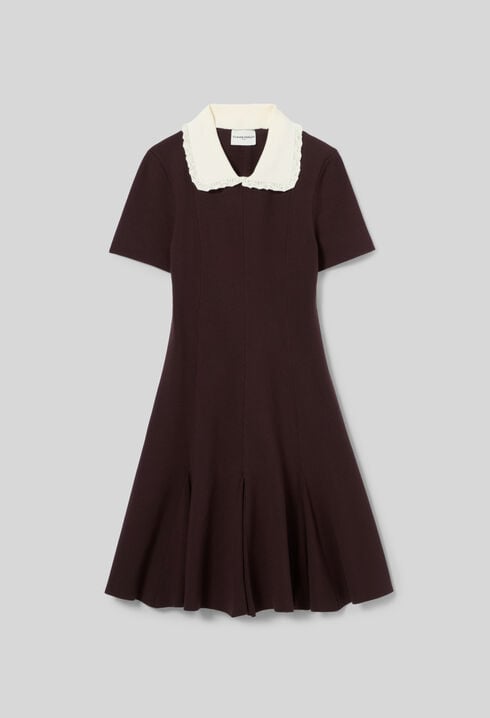 Contrast collar knit skater dress