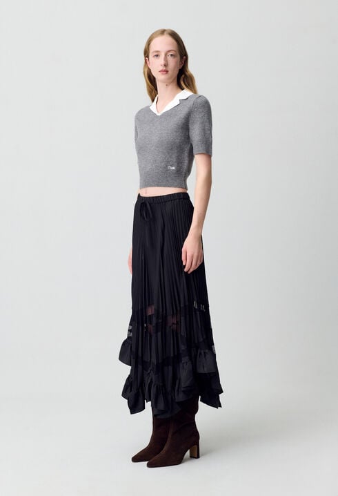 Asymmetrical pleated skirt