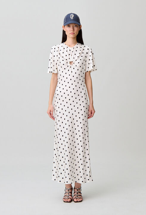 Satin polka dot maxi dress