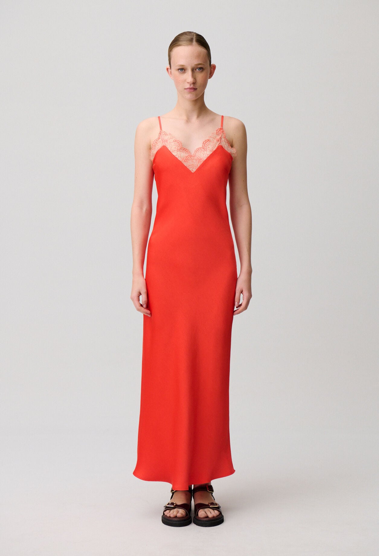 Flowy Satin Lace Dress