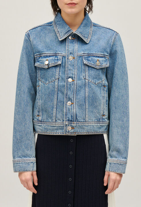 Blue straight-leg denim jacket