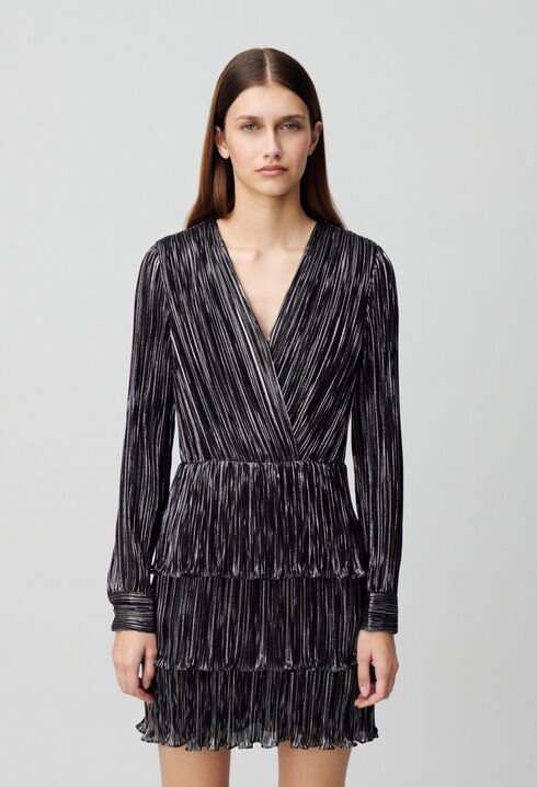 Short silver ruffled dress