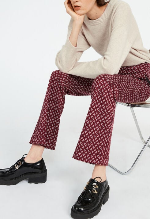 Pantalon bicolore taille haute imprimé