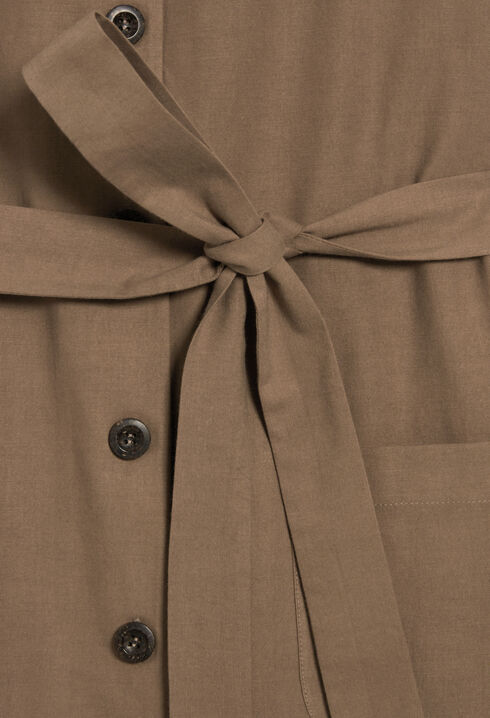 Short brown button-up dress