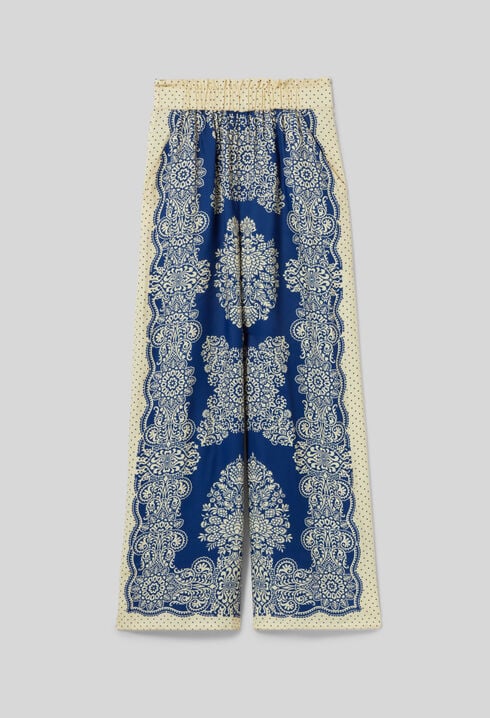 Wide-Leg Fluid Print Trousers
