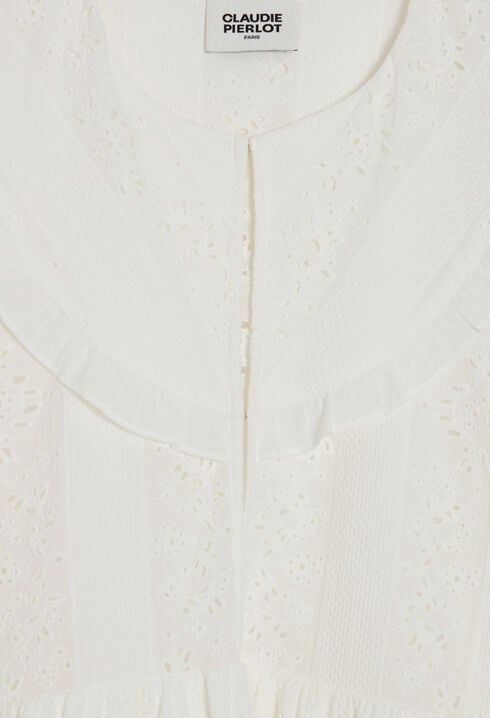 Short white embroidered babydoll dress