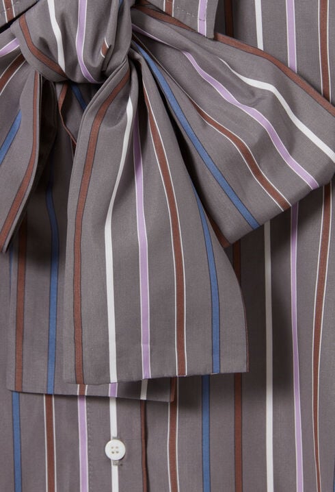 Striped Tie-Neck Blouse
