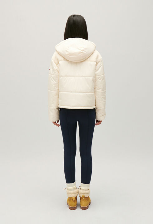 Ecru two-tone puffer jacket