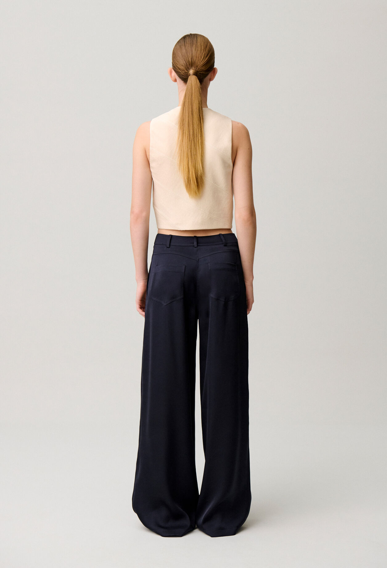 Straight satin trousers