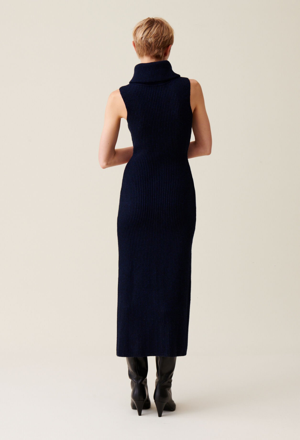 High Neck Zip Knit Dress