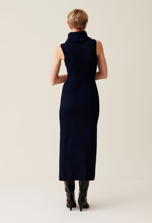 High Neck Zip Knit Dress