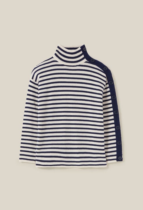 High-neck striped jumper