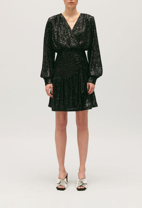 Short black dress with sequins
