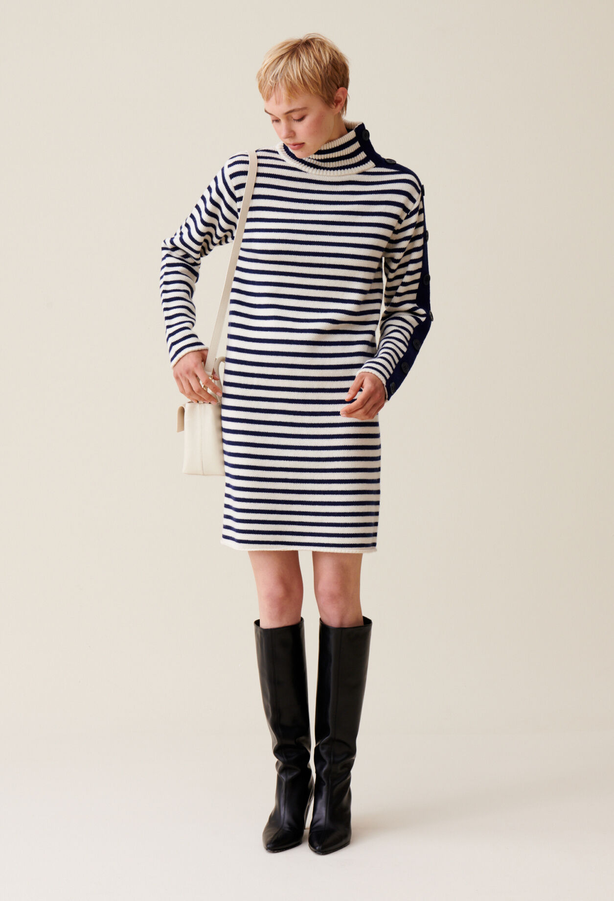 High neck knitted jumper dress sales