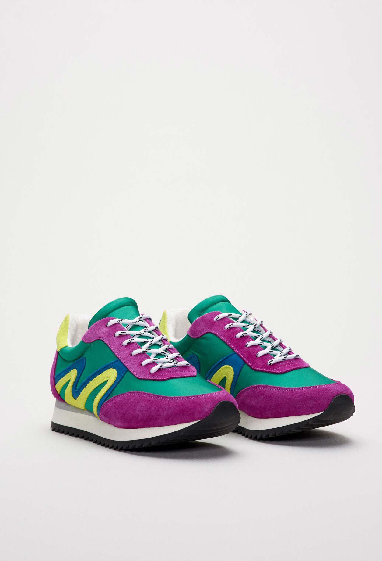 Coloured leather trainers