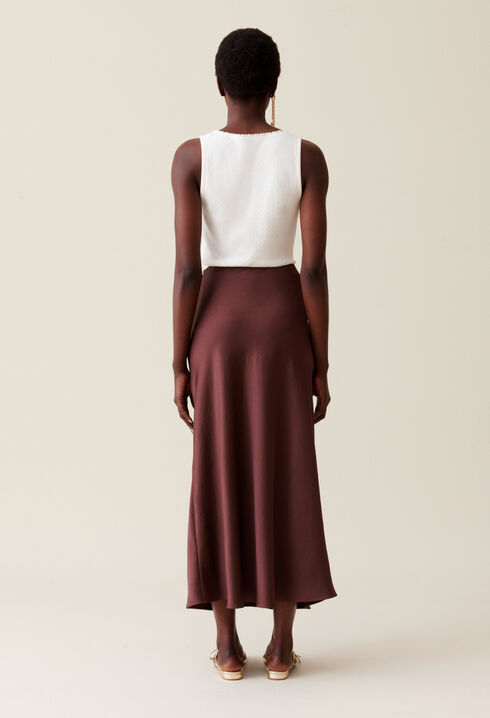Flowing Satin Midi Skirt