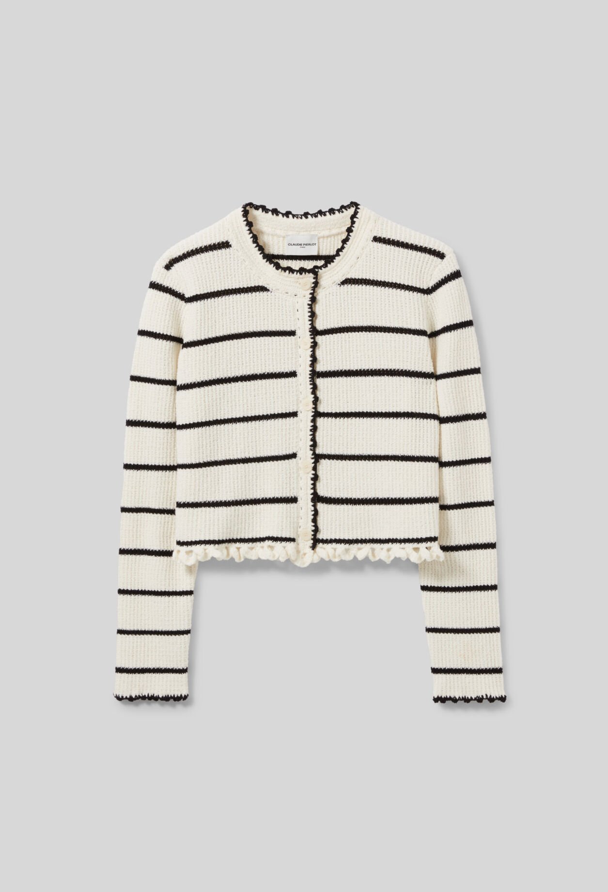 Fine knit striped cardigan