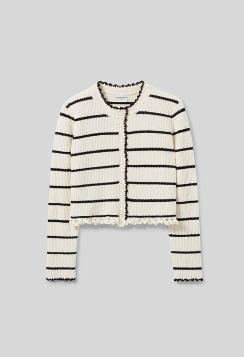 Fine knit striped cardigan