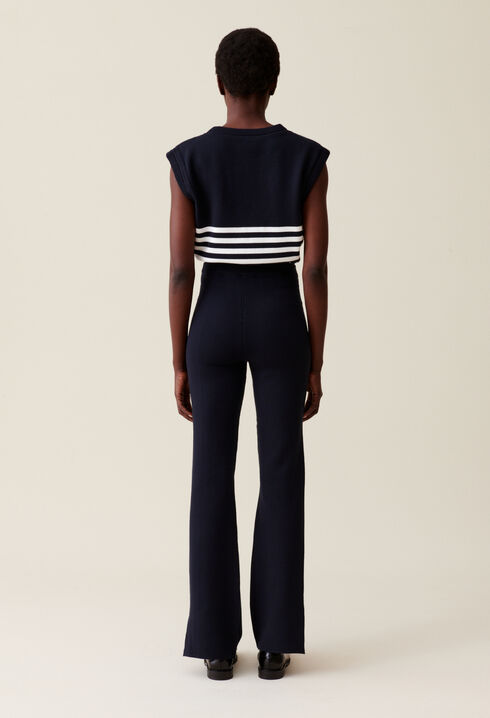 Navy blue knitted trousers