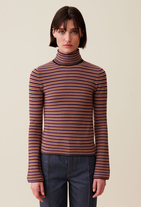 Striped turtleneck jumper