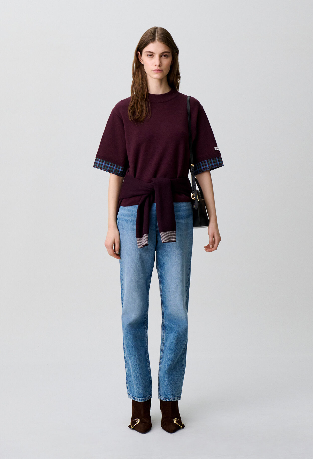 Knitted funnel neck jumper