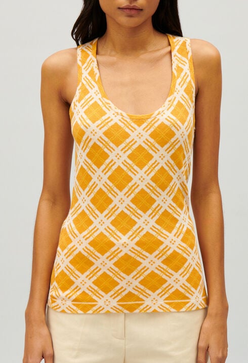 Yellow checked vest top
