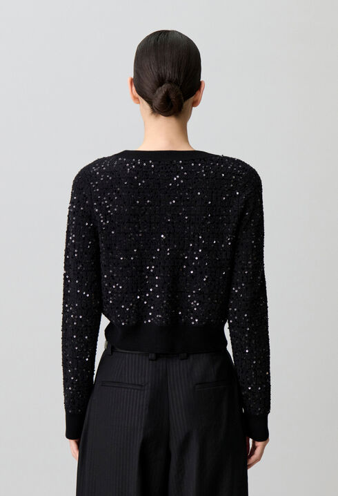 Classic sequin knit cardigan