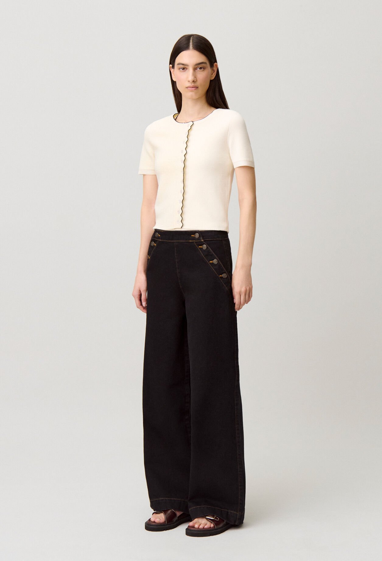 Contrast knit cardigan