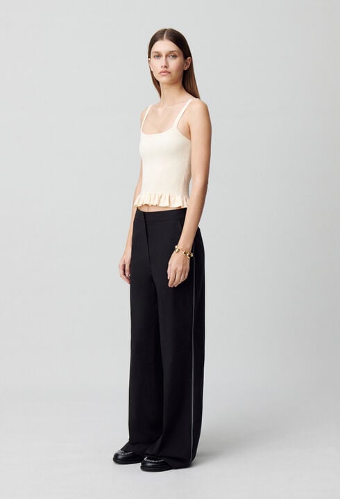 Wide-leg straight trousers