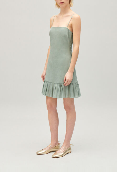 Short ruffled almond dress