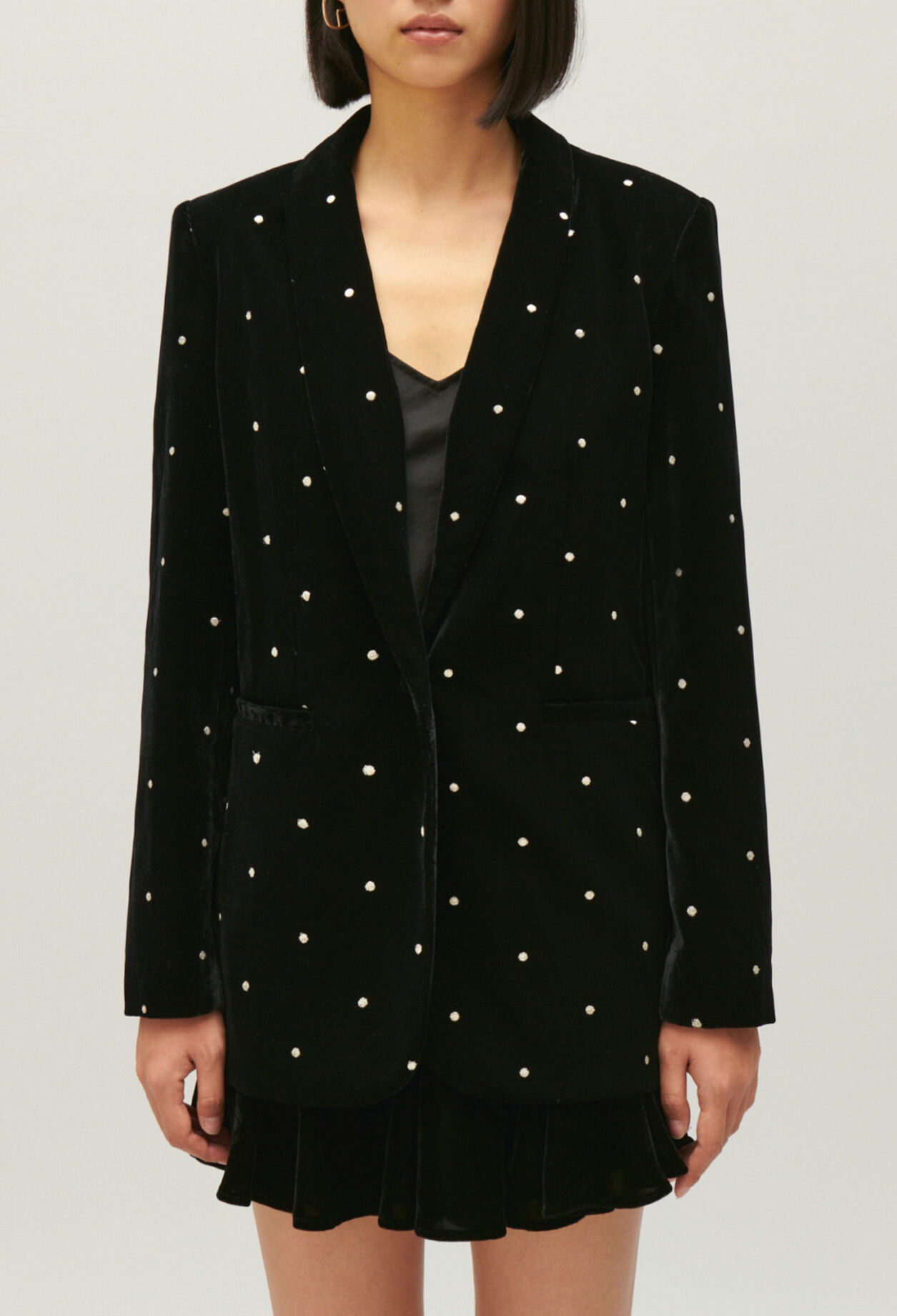 Two-tone velour suit jacket