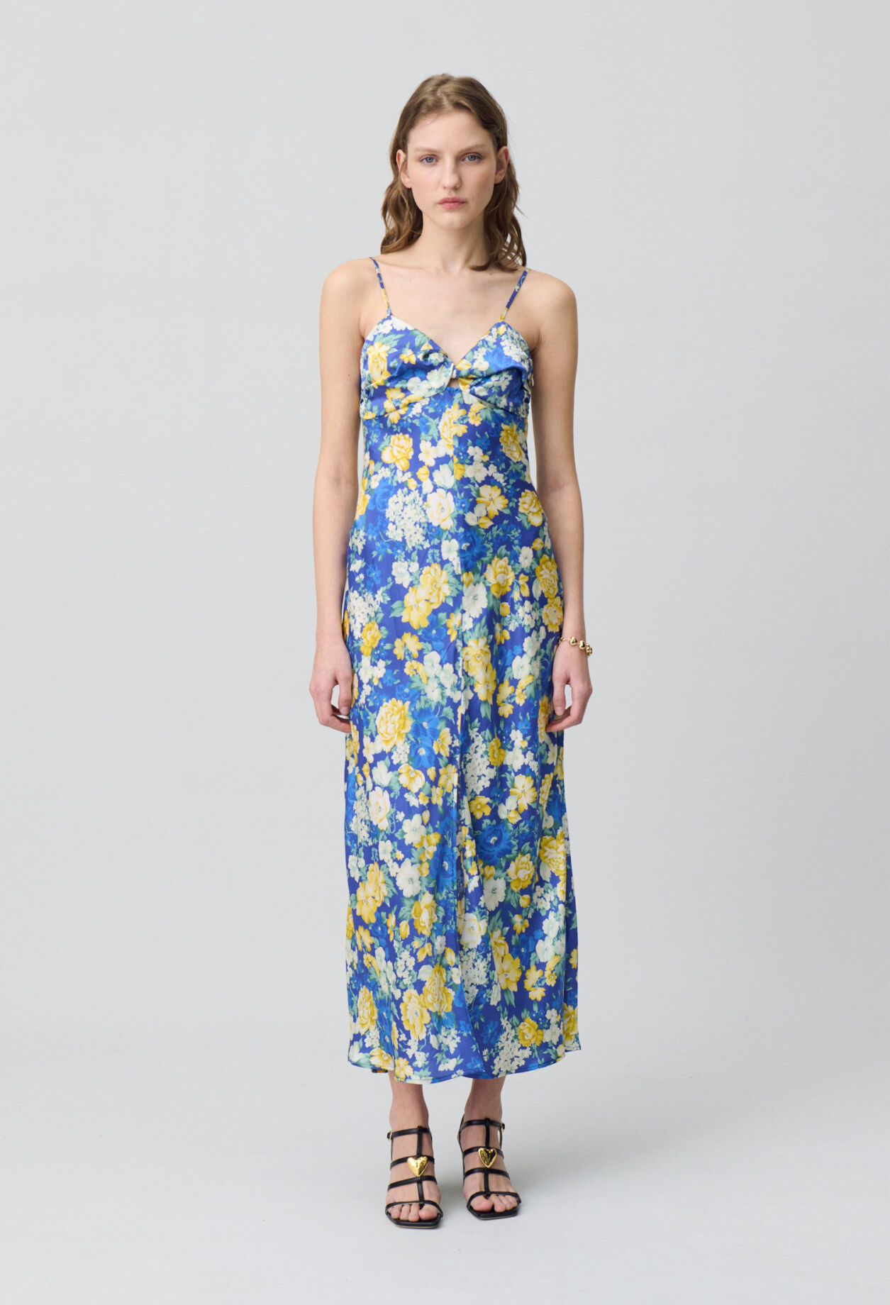 Floral Satin Maxi Dress