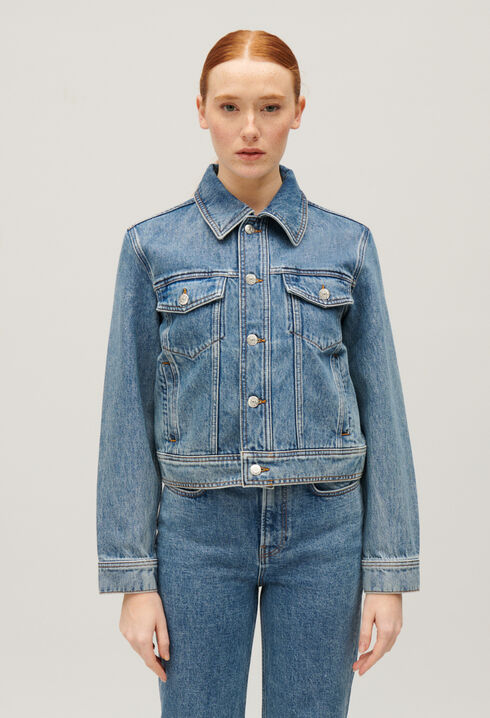 Blue straight-leg denim jacket