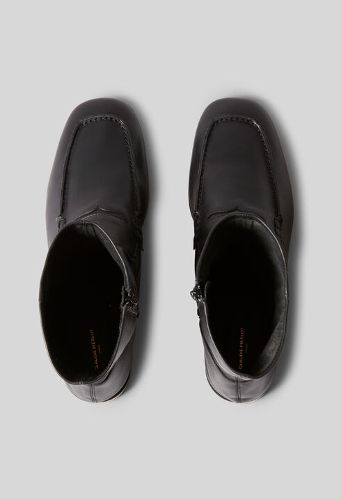 Leather Moccasin-Style Ankle Boots