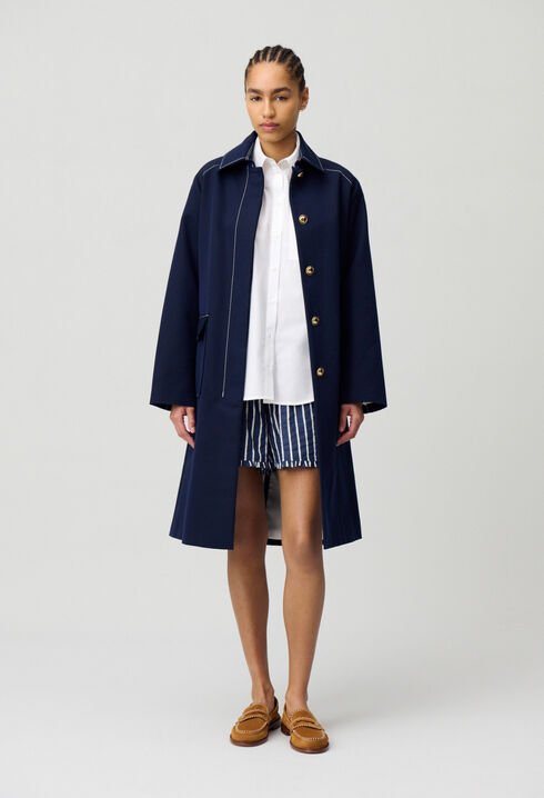 Belted mid-length trench