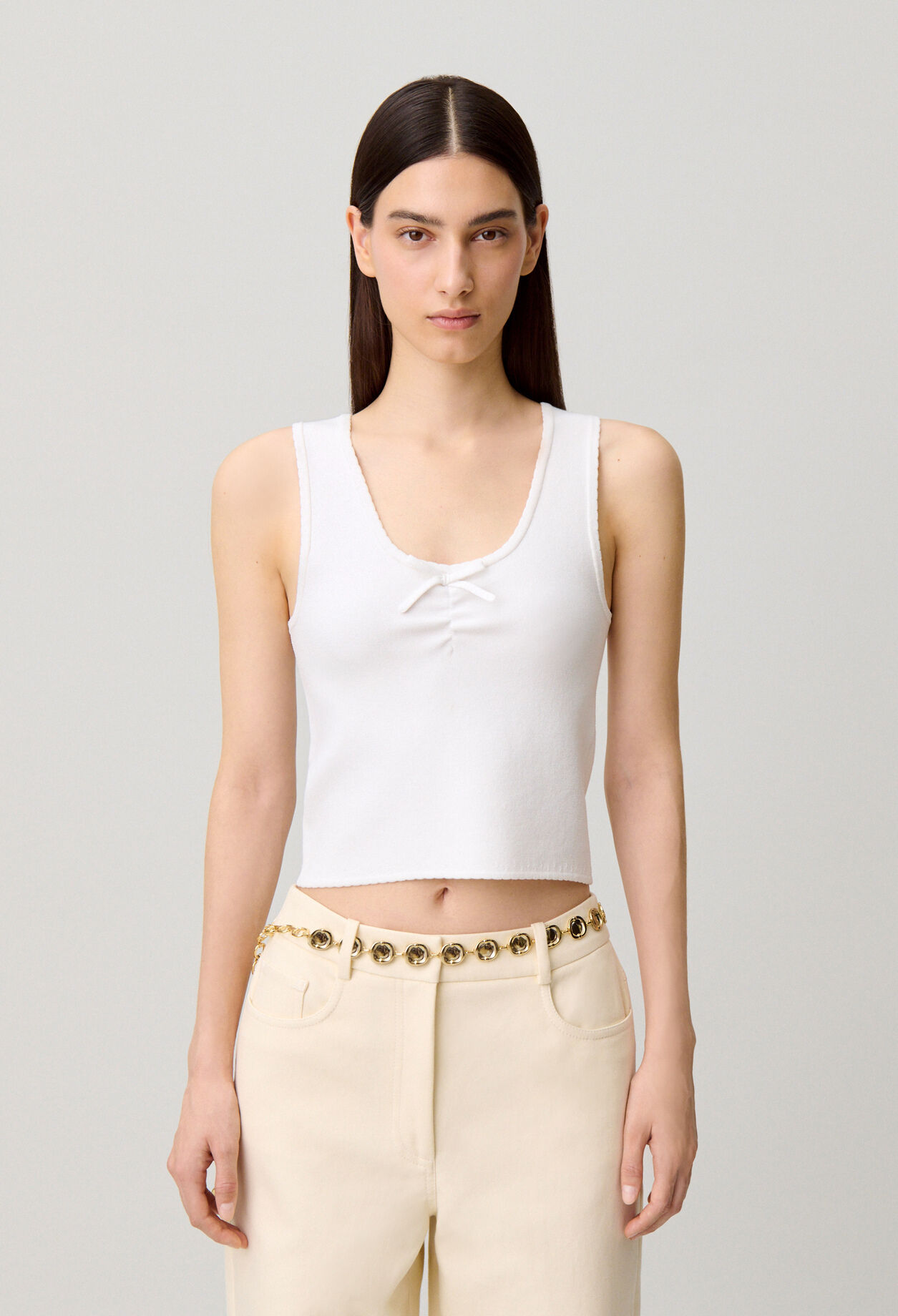 Cropped top with criss-cross ties