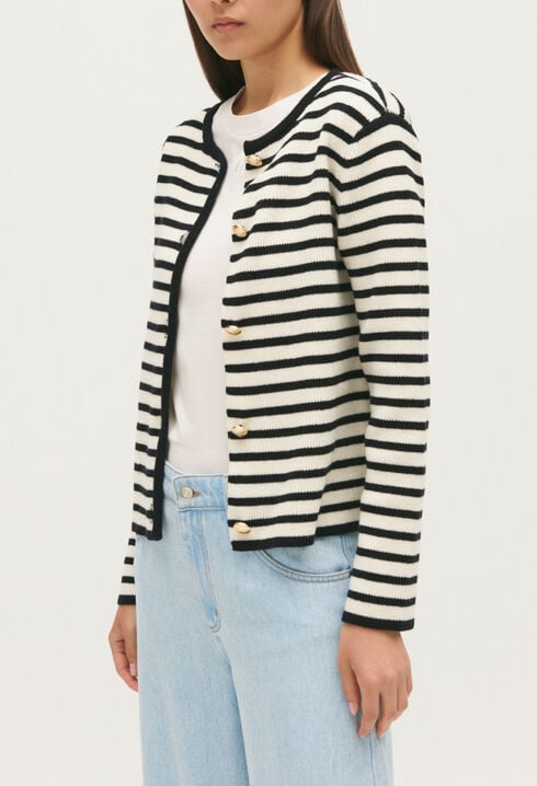 Two-tone striped cardigan 