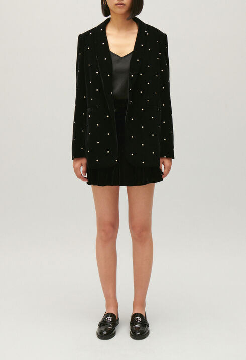 Two-tone velour suit jacket