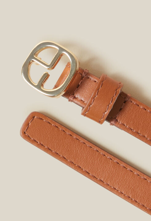 CP Gold Buckle Leather Belt