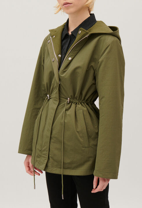 Khaki reversible hooded parka