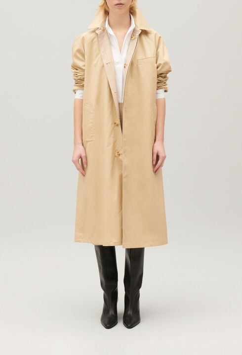 Beige reversible mid-length coat