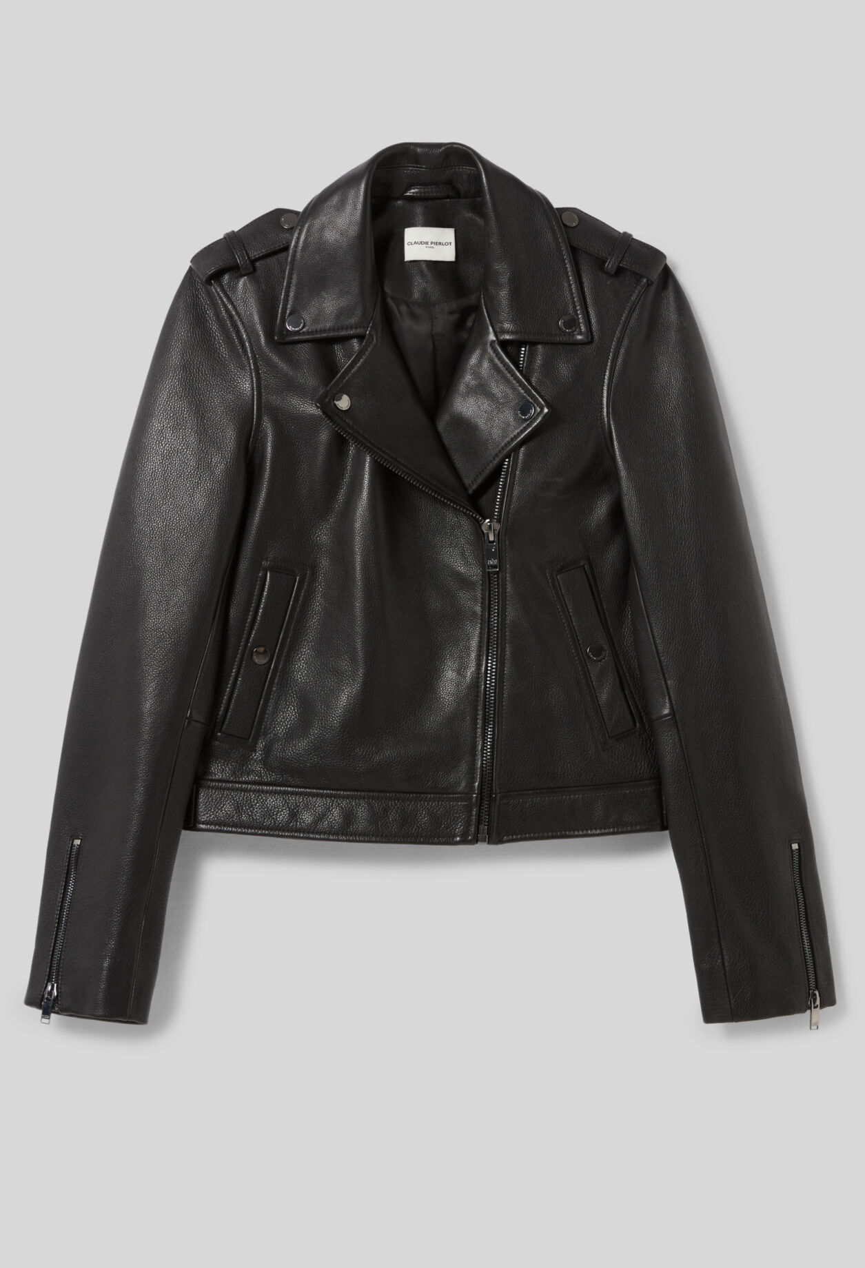 Black grained leather jacket