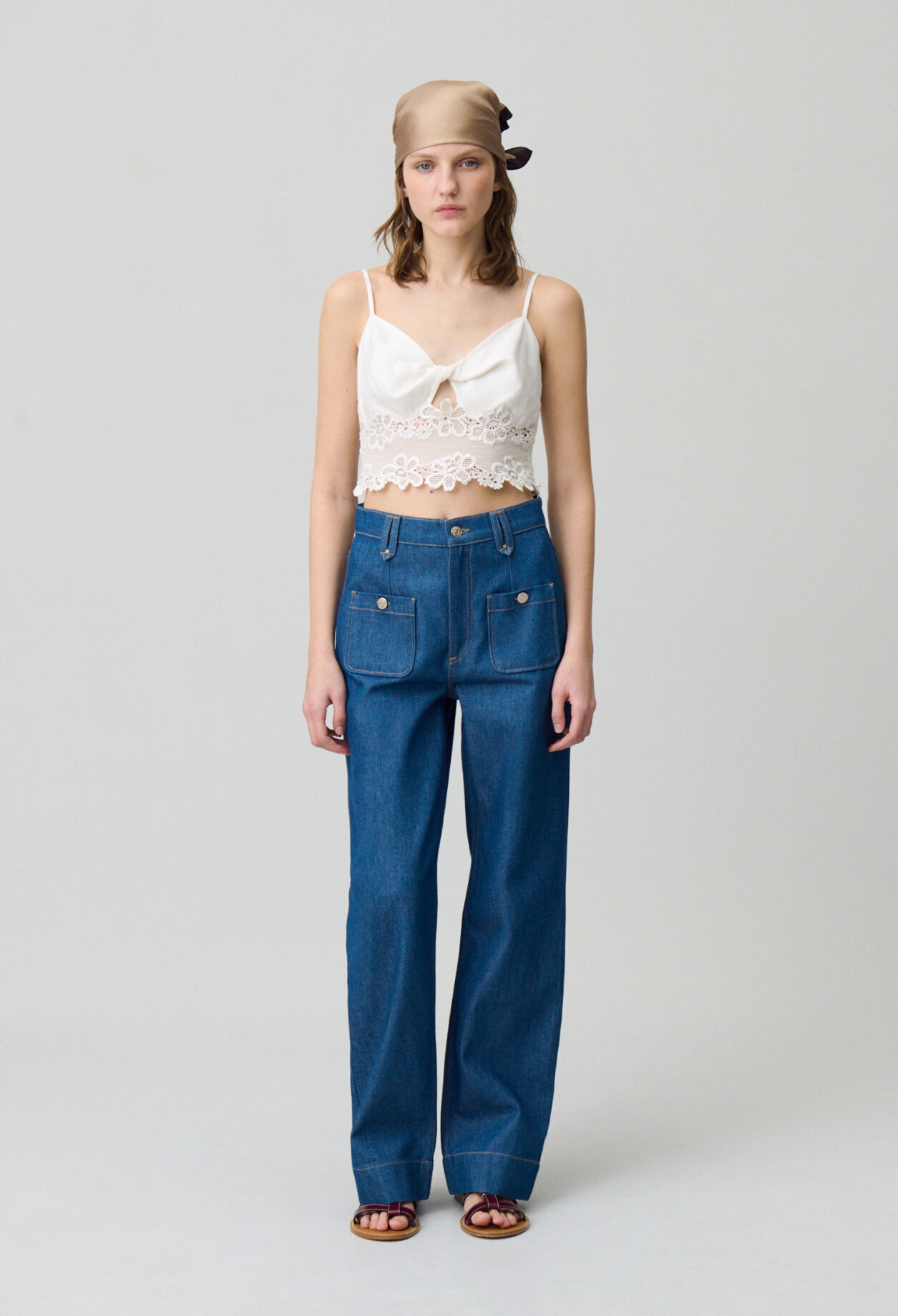 Embroidered Fine Strap Top