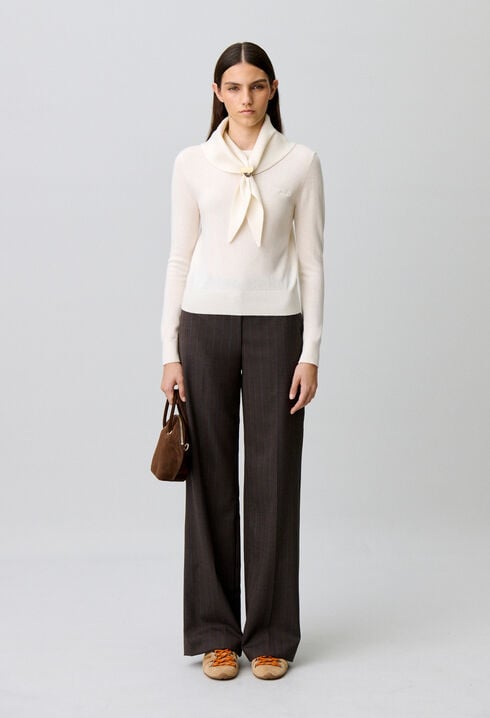 Knit jumper with removable scarf