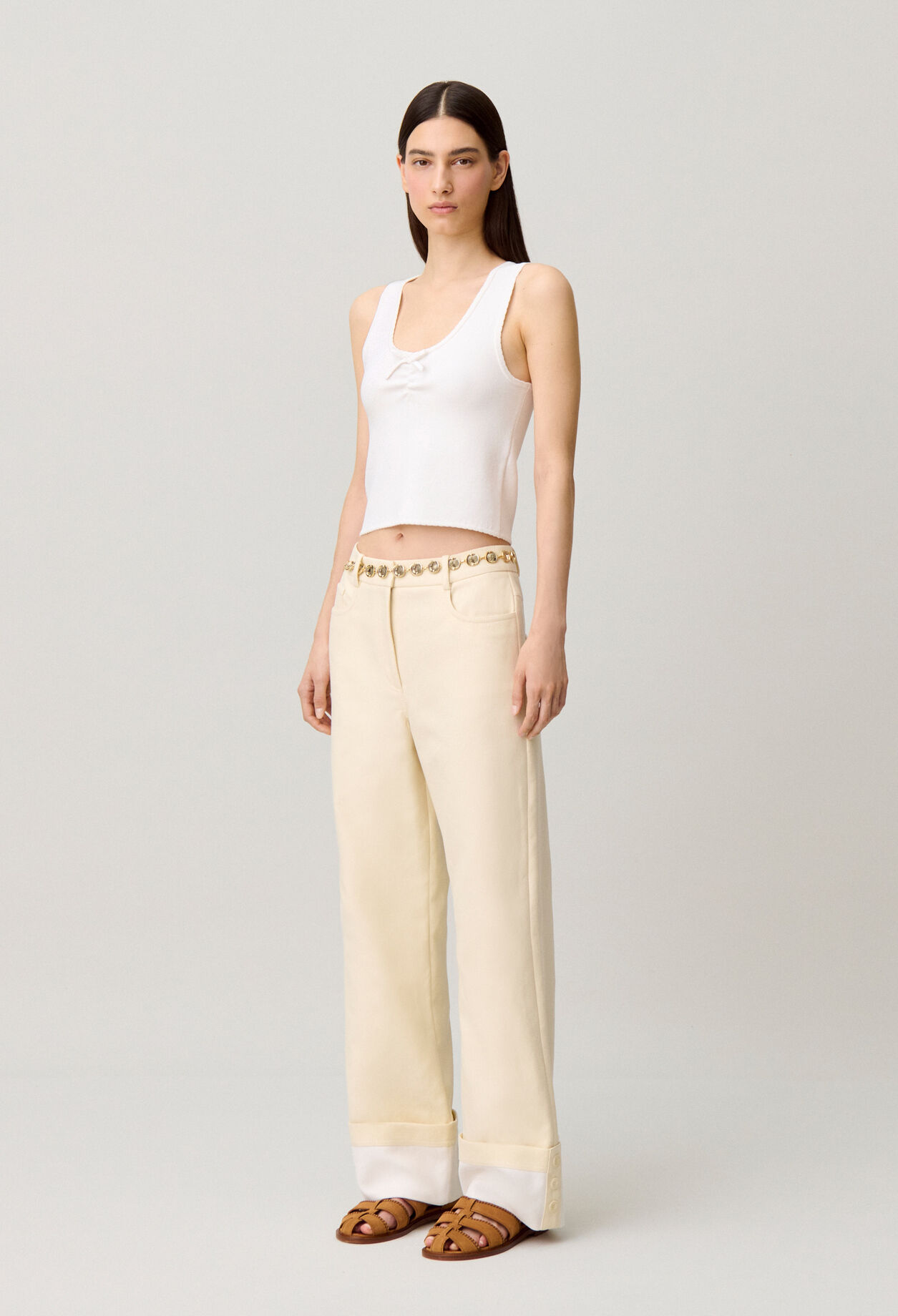 Cropped top with criss-cross ties