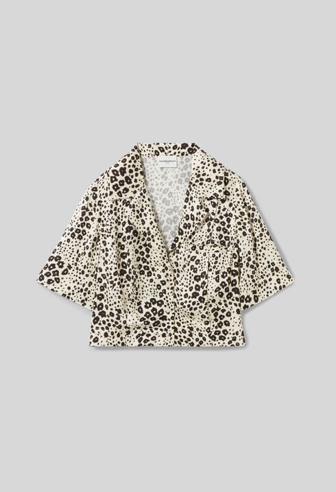 Animal print satin shirt