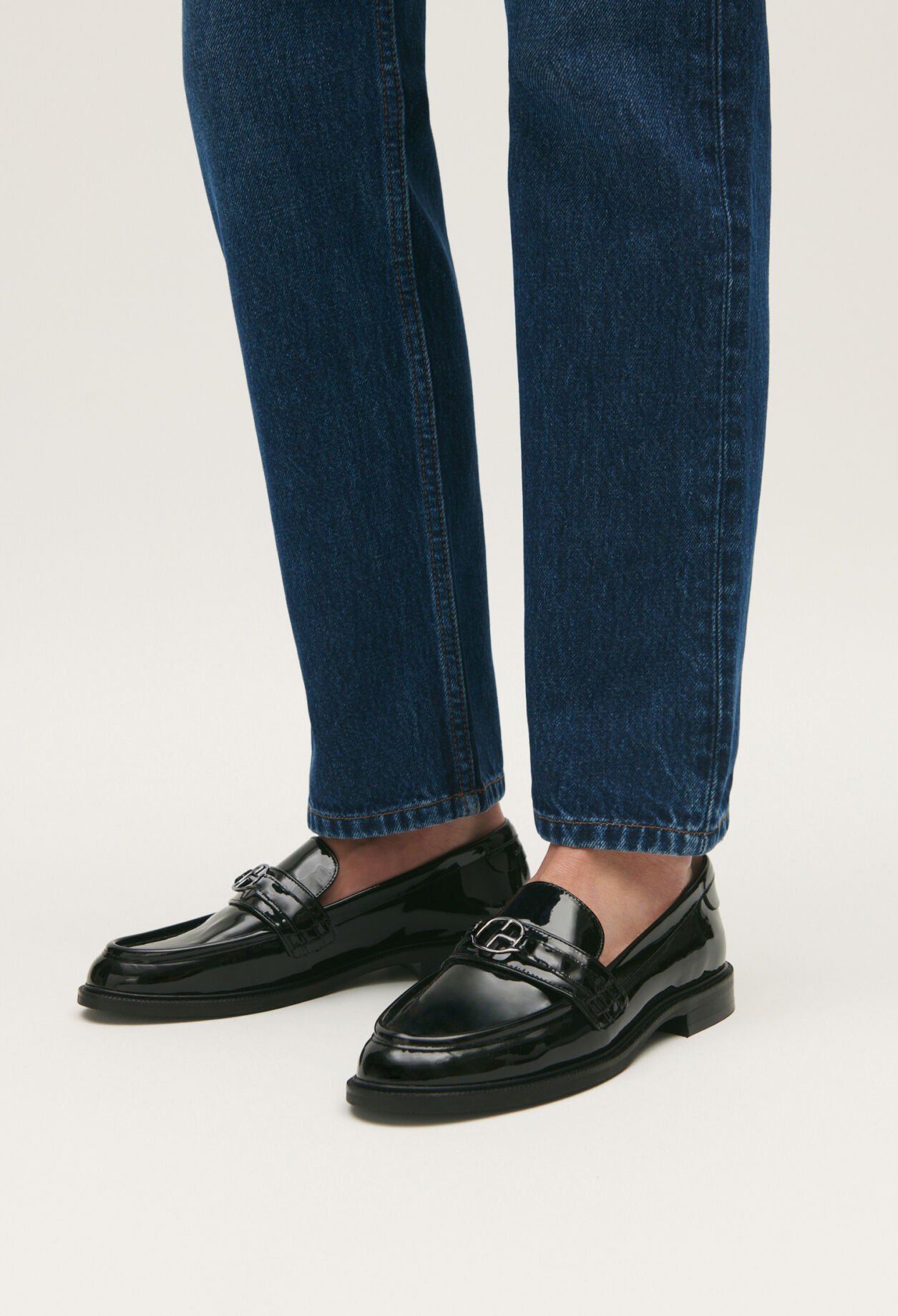 Black patent loafers